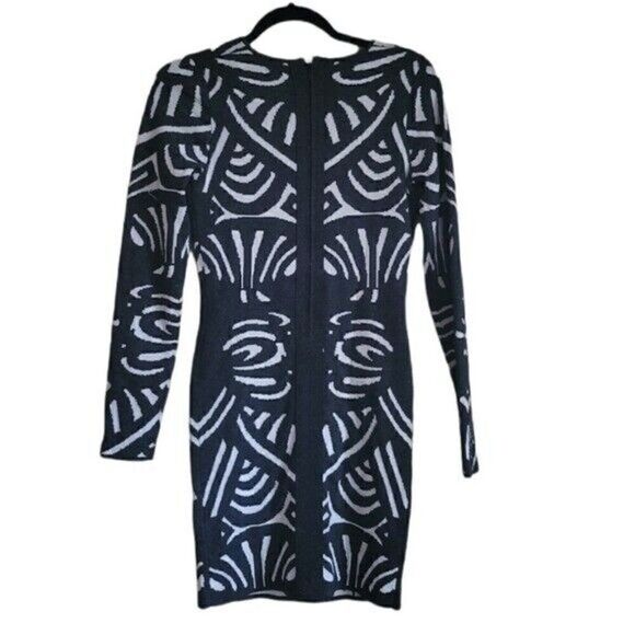 Parker Bodycon Stretch Knit Dress Metallic Dark Gray White Size Small - Picture 4 of 10